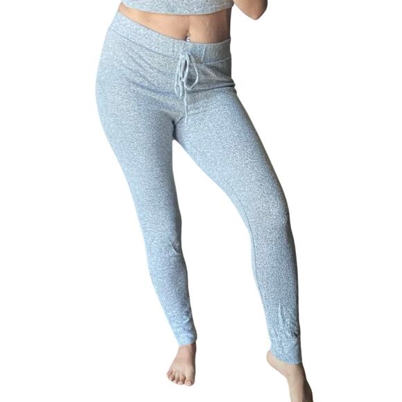 Windsor L Grey Marled Soft Knit High Rise Slim Leg Lounge Sweatpants - Picture 1 of 6